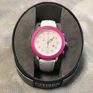 Pink and White Citizen Watch